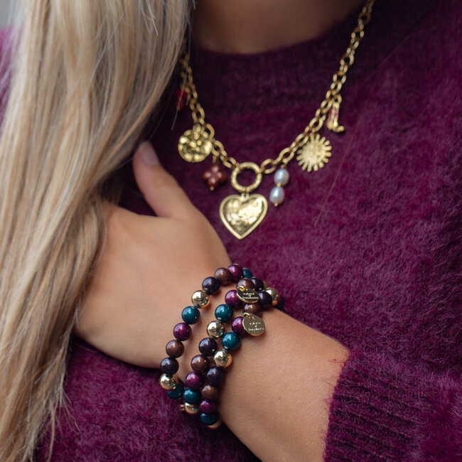 Biba Armband magic beads in paars blauw en bruin