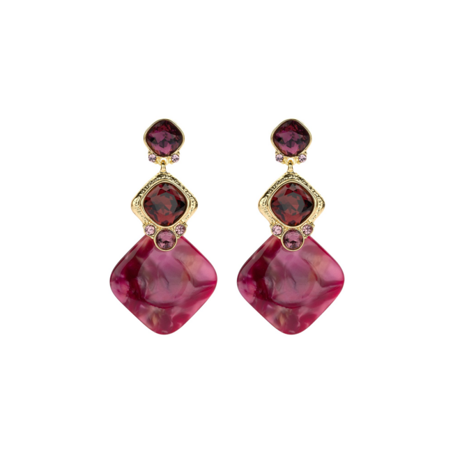 Paars aubergine crystal glitter boho oorbellen