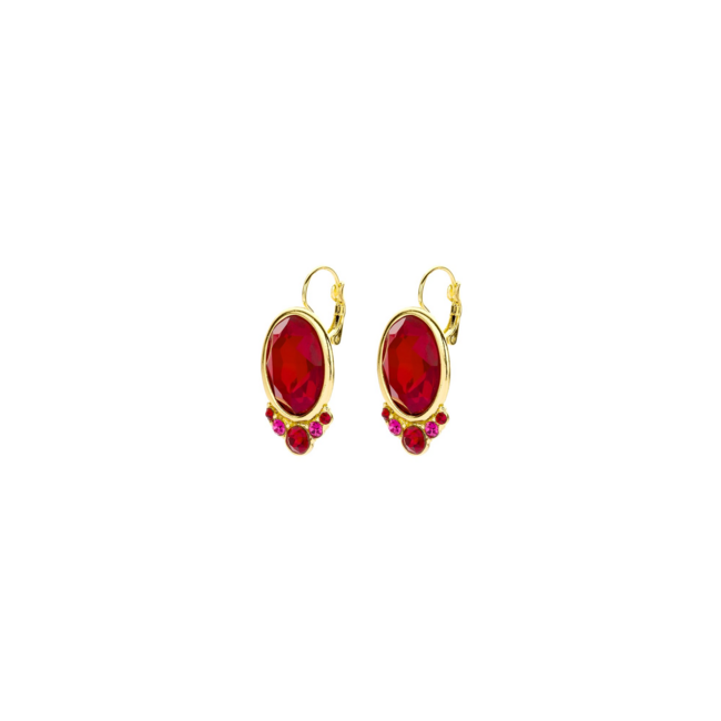 Chique oorbellen met Rood paarse crystal stenen