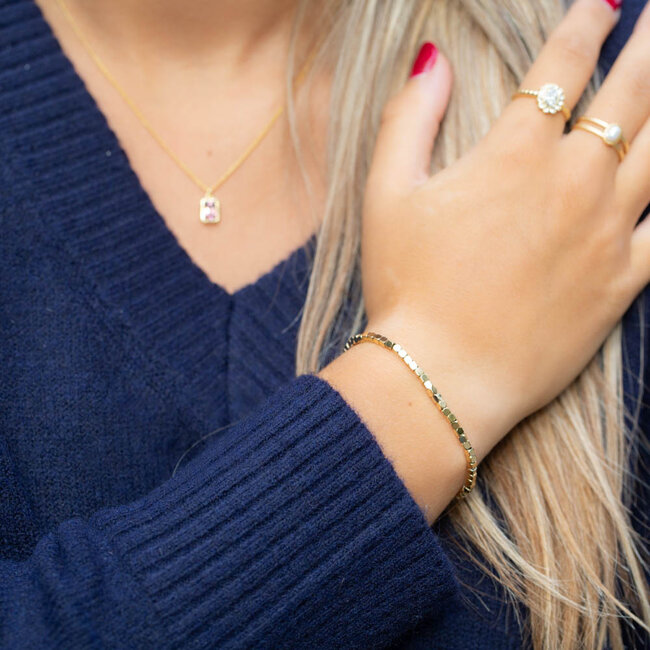 Armband goud met blokjes