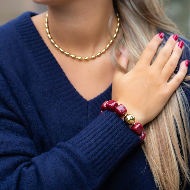 Goud chique Stijlvolle donkerrode armband