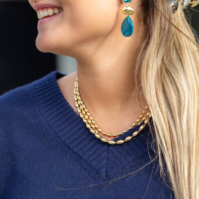 Trendy tijdloze driedubbele druppel ketting