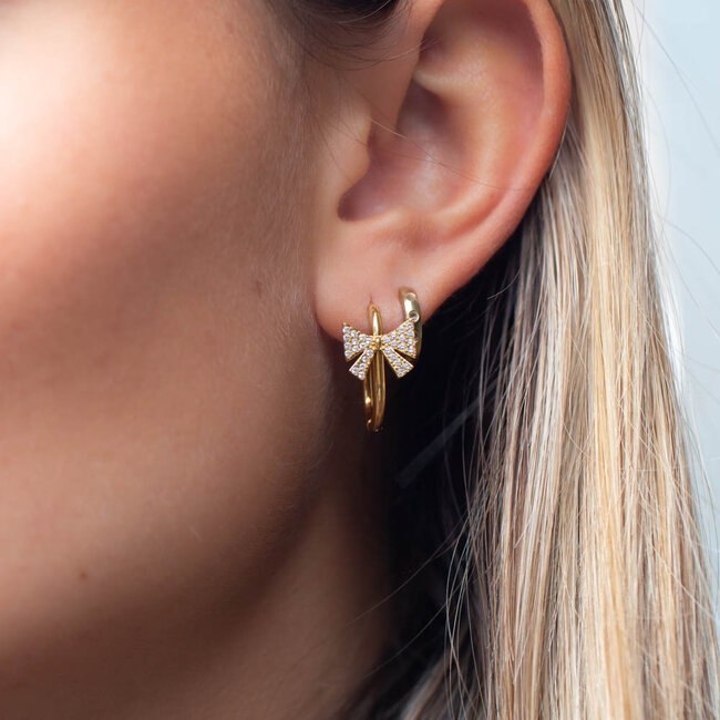 Beadle  Oorringen met crystal steentjes strik oorbellen