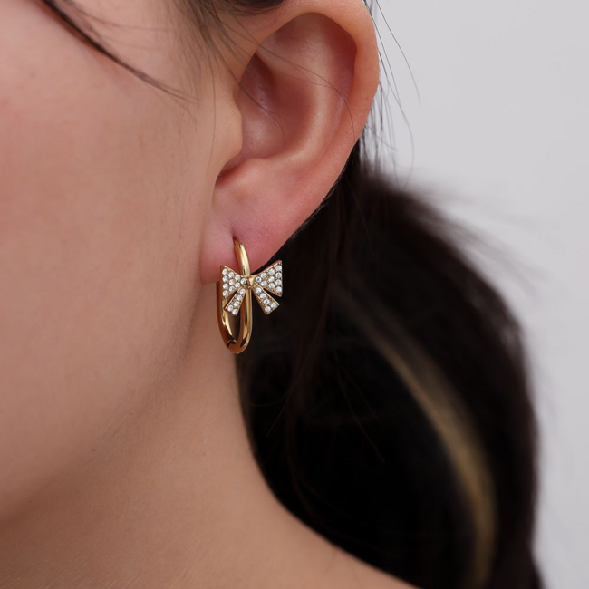 Beadle  Oorringen met crystal steentjes strik oorbellen