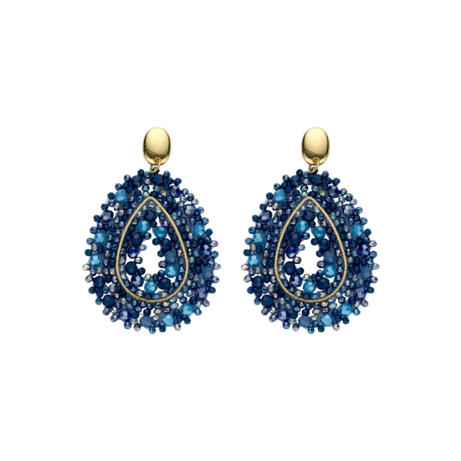 Biba Blauwe druppelvormige kraaltjes oorbellen