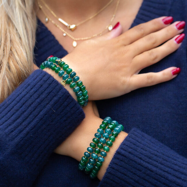 Biba Groen rondel armbandje van natuursteen