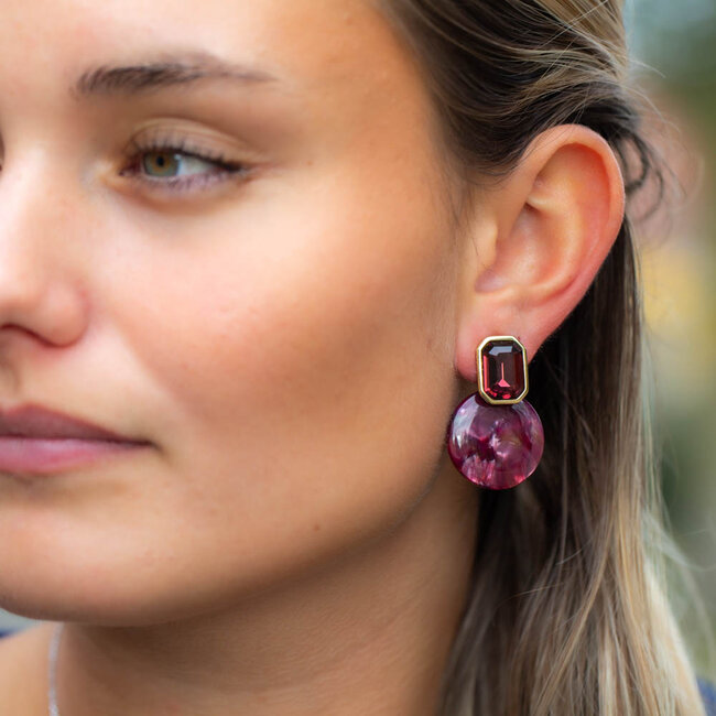 Biba Paarse  luxe steen oorbellen