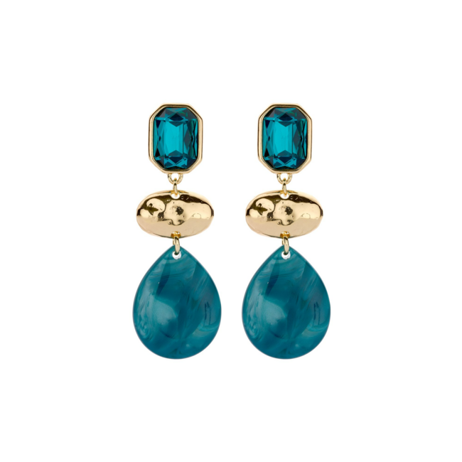 Turquoise crystal luxe oorbellen