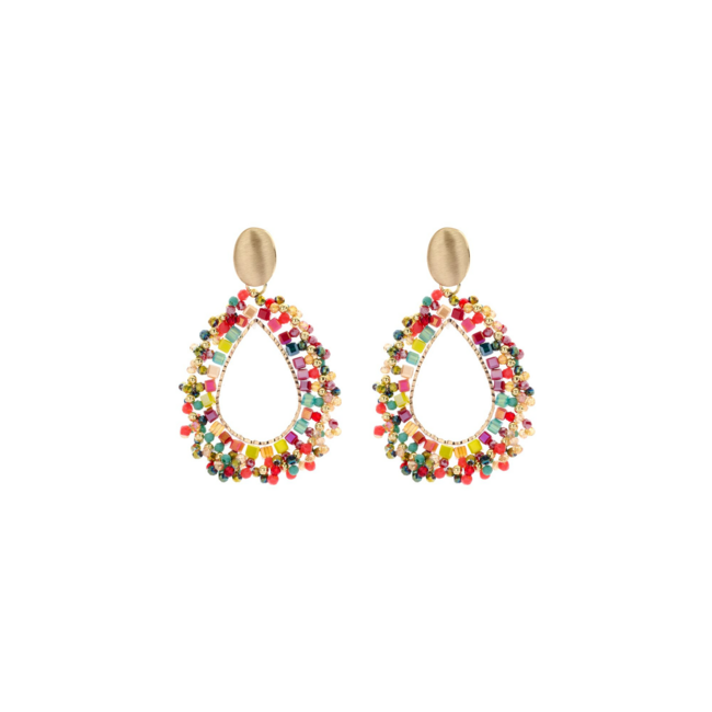 Biba Multi colour druppel kraaltjes oorbellen