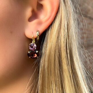 Biba Crystal Paarse oorbellen