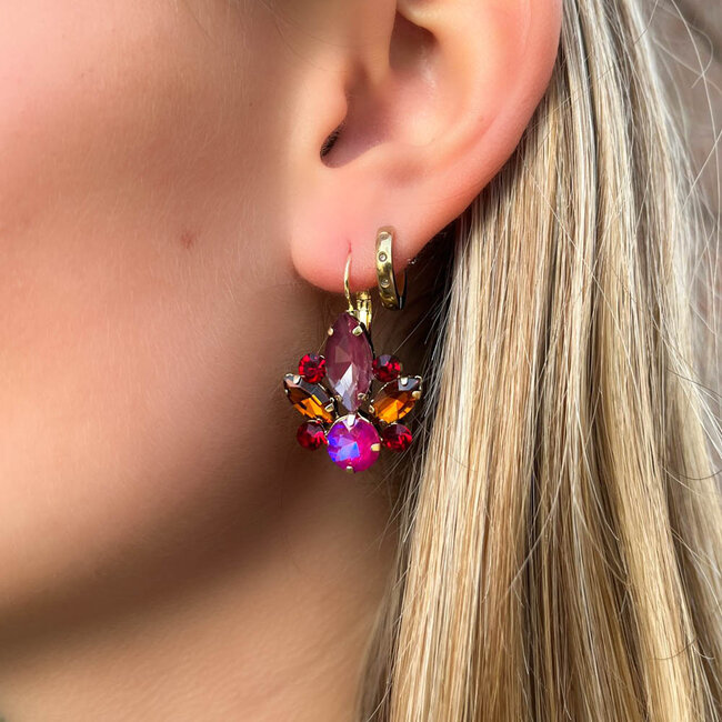 Biba Disco drop paarse tinten crystal oorbellen