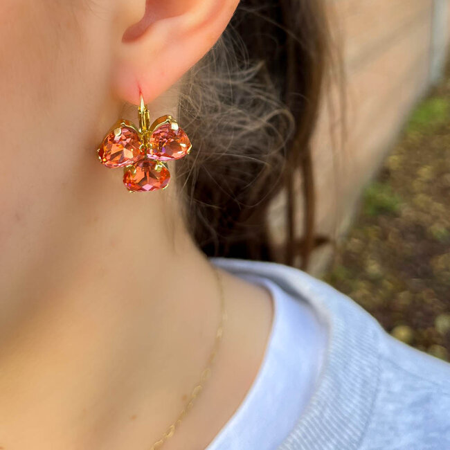 Biba Zalm Roze crystal oorbellen