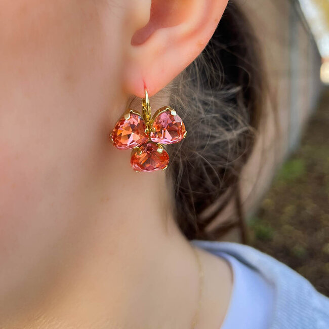 Biba Zalm Roze crystal oorbellen