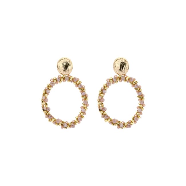 Biba Goudkleurige ronde oorbellen met kralen