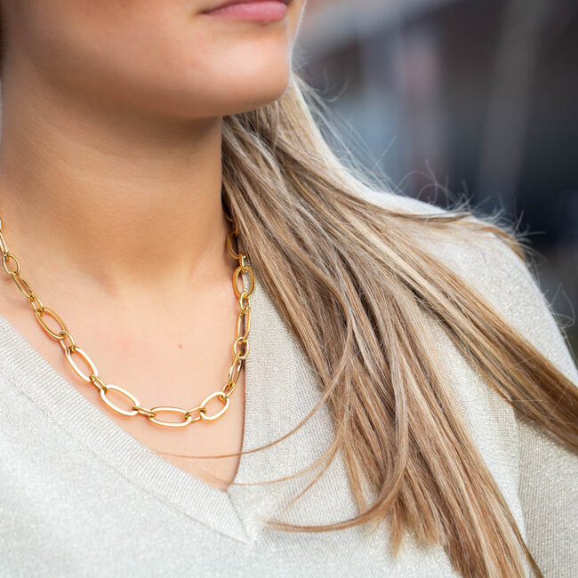 Trendy tijdloze ovaal Schakel Ketting