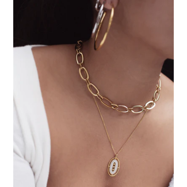 Trendy tijdloze ovaal Schakel Ketting