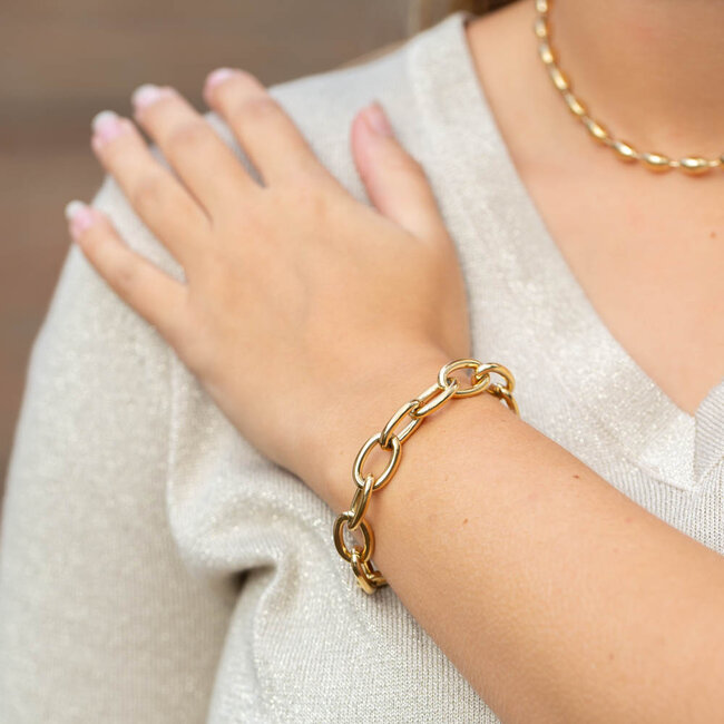 ZAG  Bijoux Stoere grovere tijdloze Gouden armbanden met schakels