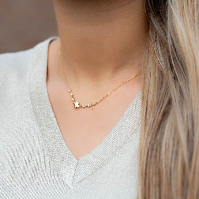 Goud lucky little klaver sparkle ketting