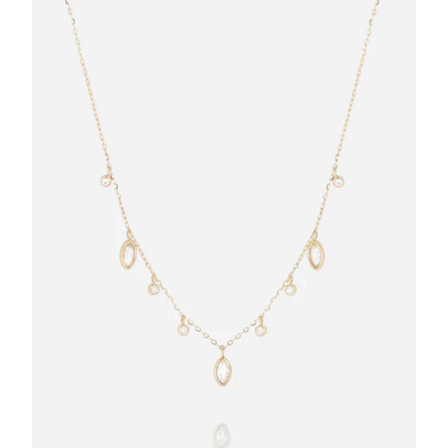 Goud ketting met glinsterende ovaal shiny bedels