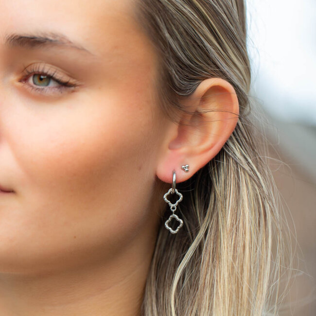 Day & Eve by Go Dutch Label Dubbele klaver oorbellen  zilver