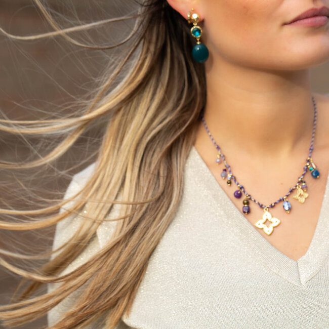 Biba Paarse Biba koordketting met leuke bedels