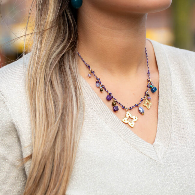 Biba Paarse Biba koordketting met leuke bedels