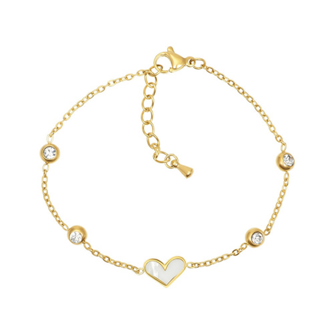 Armband goud met klavers of hart