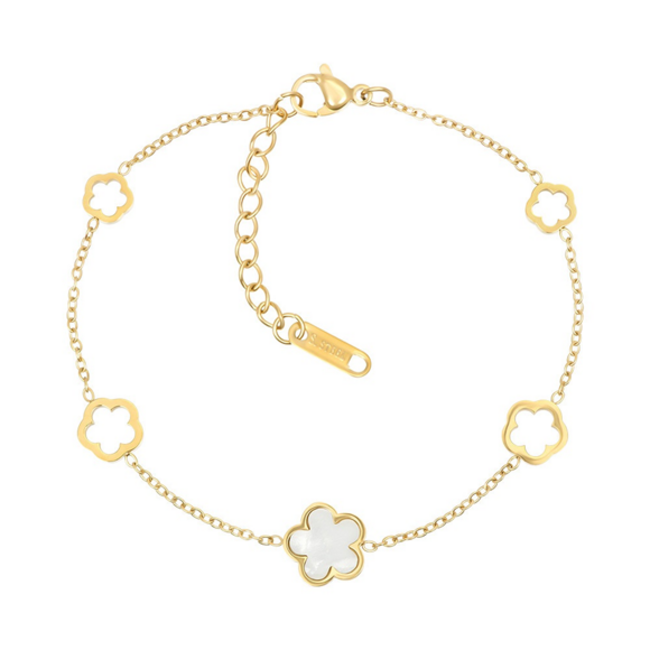 Armband goud met klavers of hart