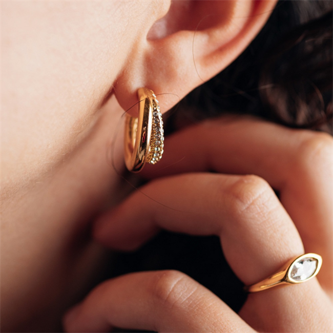 IXXXI Goud party glitter dubbele oorbellen