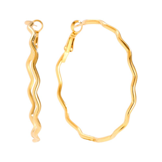Beadle Tijdloze golvende goudkleurige oorbellen
