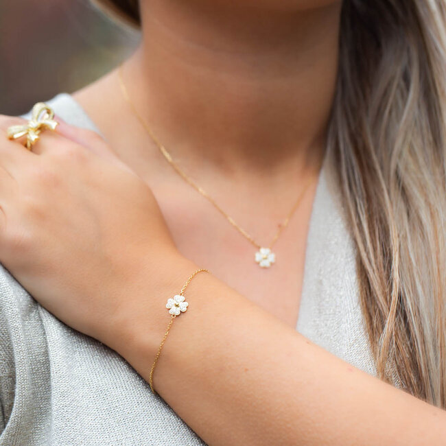 ZAG  Bijoux Gouden ketting en armband met klaver en crystal