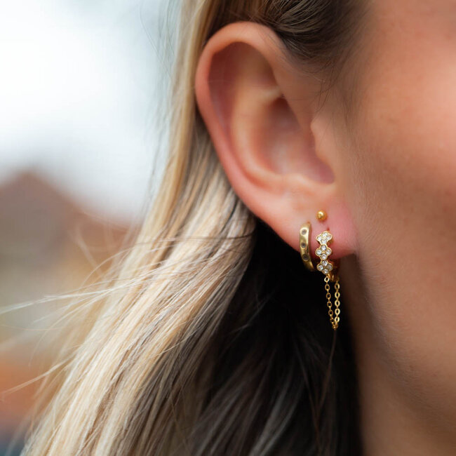 Day & Eve  Goudkleurige oorringen met crystal bloemen