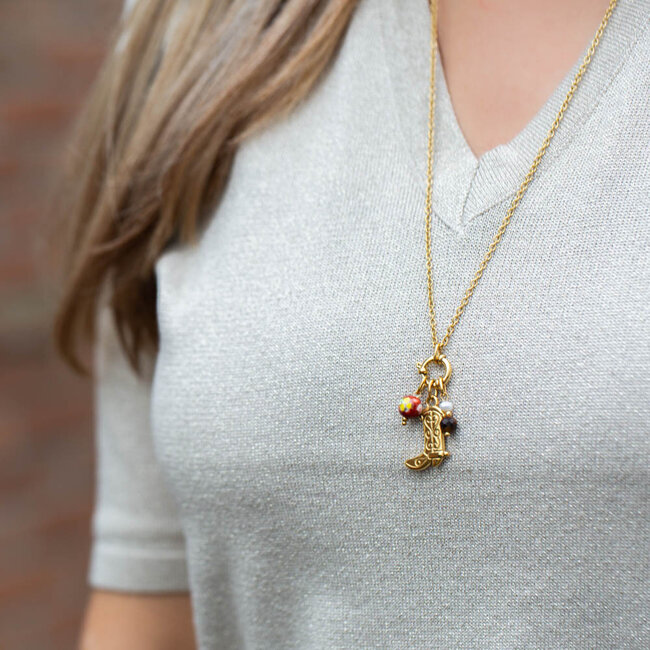 Beadle Western ketting met gouden schakels en cowboy charms