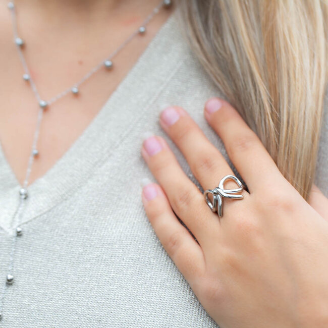 Beadle Stainless steel Speelse Ringen met een strik in goud en zilver