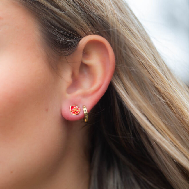 Biba Biba oorbellen met rood roosje
