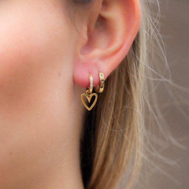 Day & Eve by Go Dutch Label Stralende open harten oorbellen met glittersteentjes