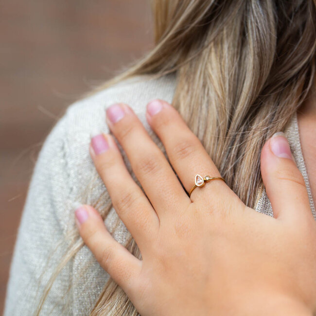 ZAG  Bijoux Nude druppel en mini steentjes ring
