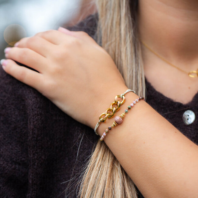 Armband schakels of natuurstenen zachtroze