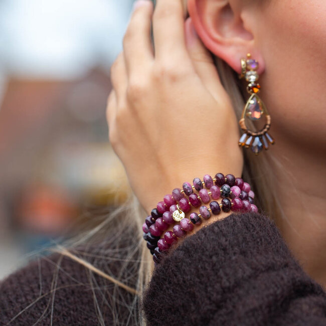 Biba Elastische armbandjes van paarse natuurstenen