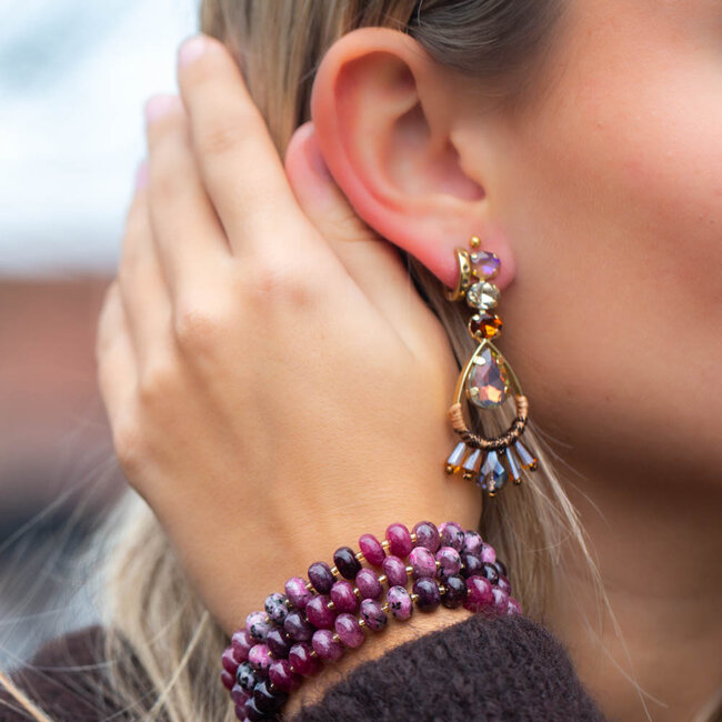 Oorbellen met warme tint steentjes