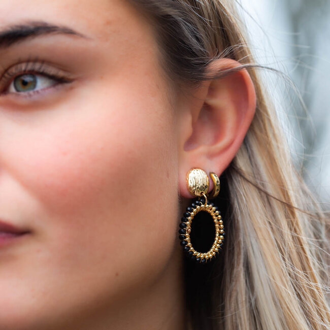 Biba Makkelijke tijdloze zwarte party oorbellen