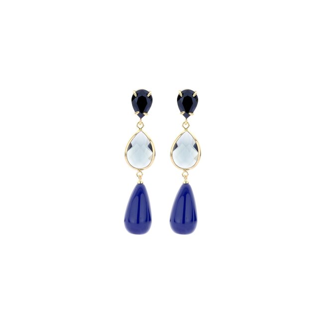 Blauwe oorbellen met mooie druppel