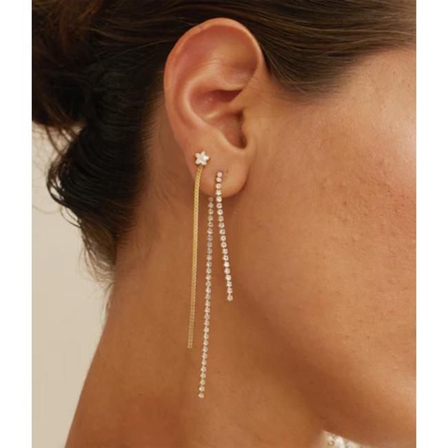 ZAG  Bijoux Gouden lange oorbellen zirconia steentjes of ster