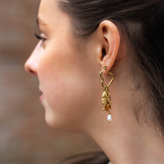 Day & Eve by Go Dutch Label Hart creool oorbellen met leuke bedels.