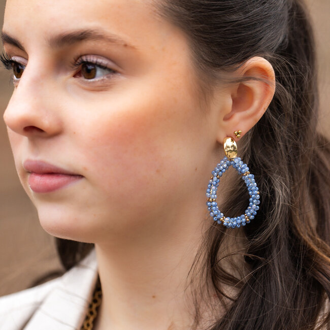 Biba Lichtblauwe druppel oorbellen