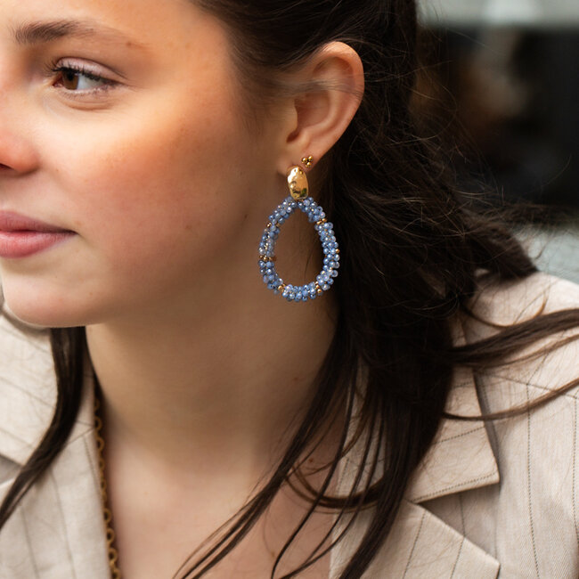 Biba Lichtblauwe druppel oorbellen