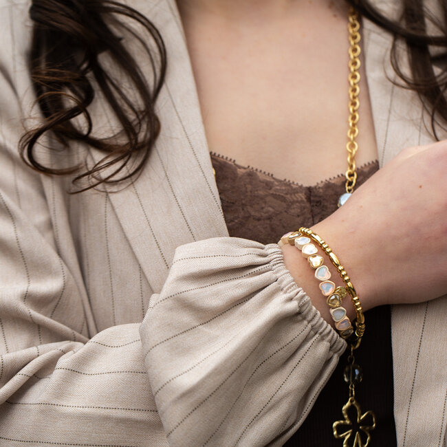 Armband donut smiley, hartjes of bangle