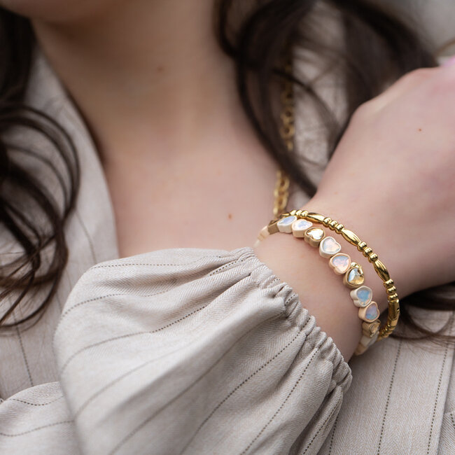 Armband donut smiley, hartjes of bangle