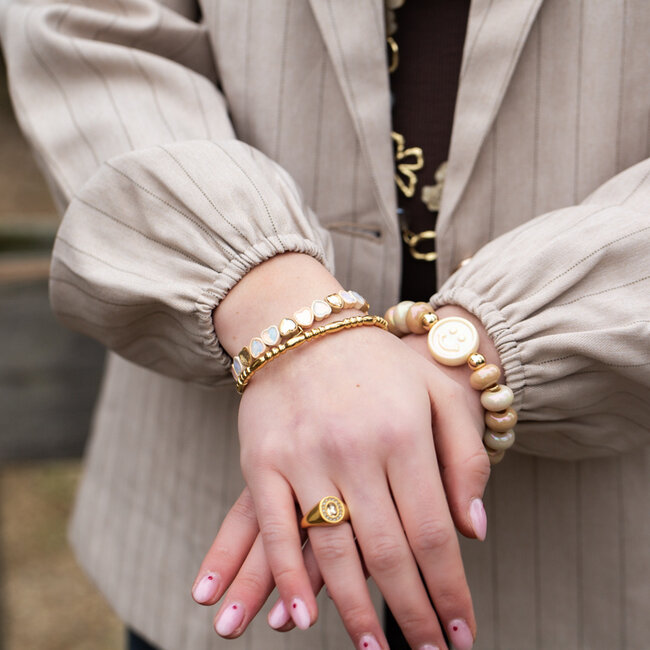 Armband donut smiley, hartjes of bangle
