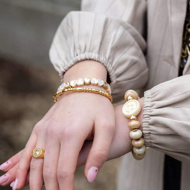 Armband donut smiley, hartjes of bangle